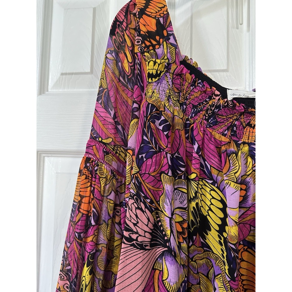 Anthropologie Alexandra Farmer Floral Butterfly Puff Sleeve Blouse Sz XL - Picture 4 of 9